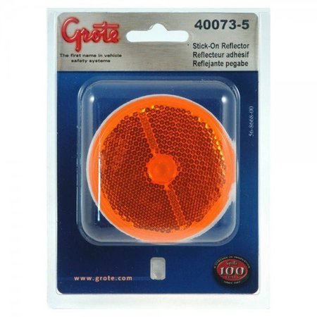 GROTE Rflctr- 2.5- Yel- Rnd Stick-On- Pair- Re Reflector, 40073-5 40073-5